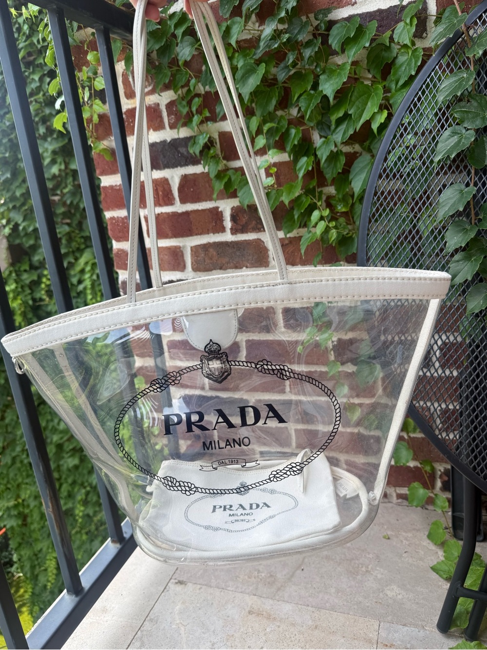 Prada Clear PVC Tote with White Trim (authentic)